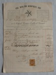DOCUMENTO - COLECIONISMO - Nota fiscal de 1896 com selo, passada para Manoel Tavares Coelho d'Azevedo Armador da Cathedral.