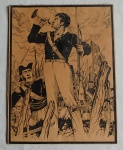 ANONYMOUS - Desenho à nanquim sobre papel especial - Retratando guerra napoleônica - Med. 26cm x 34cm