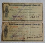 Colecionismo - Par de Antigo cheque do Banco Nordeste do Estado de S. Paulo S.A de 30/04/1956.