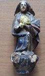 Imaginária -  Escultura em madeira de Santa - Séc. XIX - Alt. 18cm - No estado.