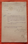 Documento - Estrada de Ferro Southern Brazilian datado de 26 de Fevereiro de 1903 - passado para o Major Carlos Augusto Ferreira de Assumpção.
