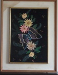 Linda Pinturas sobre Veludo - Flores - Autor Desconhecido - 47x32cm - com moldura