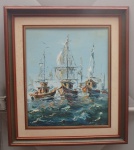 GILBERTO RAINHA - "Marinha"- óleo sobre tela - assinado no canto inferior direito. Com assinatura e datação no verso do quadro, ano de 1985. ME: 85 cm x 74 cm; MI: 58 cm x 48 cm