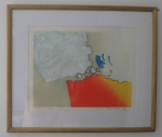 Fukuda "abstrato" Serigrafia Original 23/130 com moldura e protegida por vidro - Med. 32 x 41 cm