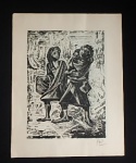WALTER SOLON ROMEIRO - Xilogravura Original - Assinado a lápis CID - n.º 0033 - impressa em 1958 em bom estado - Med. 30cm x 40cm - - - Walter Solón nasceu em Uyuni , foi órfão em uma idade precoce e foi enviado ao internado Sacred Hearts da cidade de Sucre , onde o pintor Cecilio Guzmán de Rojas , em visita, reconheceu seu talento e ofereceu-lhe uma bolsa de estudo no Academia Nacional de Bellas Artes de Hernando Siles de La Paz .Em 1944, participou de uma exposição coletiva em Sucre e, em 1946, apresentou sua primeira exposição individual. 3 Viaja para o Chile em 1947 para estudar a técnica do fresco com a professora Laureano Ladrón de Guevara , em cuja oficina ele pinta seu primeiro mural chamado "Bolívia"; ele também estudou gravura com Marco A. Bontá e vitrais com Manuel Banderasen na Escola de Artes Aplicadas do Chile. Em 1948, expôs na sala de arte do Ministério da Educação do Chile 4 e ganhou o primeiro prémio honorífico para estrangeiros. 5 Em 1949, ele fez sua primeira janela de vitraisUniversidade Real Real e Pontifício São Francisco Xavier de Chuquisaca em Sucre. Em 1950, ele pintou seu primeiro afresco na Bolívia, intitulado "Jaime Zudaes e a Revolução de Mayo"; Nesse mesmo ano, junto com Lorgio Vaca , Gil Imaná e Jorge Imaná fundaram o Grupo Anteo em Sucre.