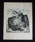 WALTER SOLON ROMEIRO - Xilogravura Original - Assinado a lápis CID - n.º 0033 - impressa em 1958 em bom estado - Med. 30cm x 40cm - - - Walter Solón nasceu em Uyuni , foi órfão em uma idade precoce e foi enviado ao internado Sacred Hearts da cidade de Sucre , onde o pintor Cecilio Guzmán de Rojas , em visita, reconheceu seu talento e ofereceu-lhe uma bolsa de estudo no Academia Nacional de Bellas Artes de Hernando Siles de La Paz .Em 1944, participou de uma exposição coletiva em Sucre e, em 1946, apresentou sua primeira exposição individual. 3 Viaja para o Chile em 1947 para estudar a técnica do fresco com a professora Laureano Ladrón de Guevara , em cuja oficina ele pinta seu primeiro mural chamado "Bolívia"; ele também estudou gravura com Marco A. Bontá e vitrais com Manuel Banderasen na Escola de Artes Aplicadas do Chile. Em 1948, expôs na sala de arte do Ministério da Educação do Chile 4 e ganhou o primeiro prémio honorífico para estrangeiros. 5 Em 1949, ele fez sua primeira janela de vitraisUniversidade Real Real e Pontifício São Francisco Xavier de Chuquisaca em Sucre. Em 1950, ele pintou seu primeiro afresco na Bolívia, intitulado "Jaime Zudaes e a Revolução de Mayo"; Nesse mesmo ano, junto com Lorgio Vaca , Gil Imaná e Jorge Imaná fundaram o Grupo Anteo em Sucre.