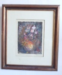 ALEXANDRE RAPOPORT - "Vaso com flores", monotipia em cores sobre papel, 31 x 24 cm, tiragem 1/1. Assinada e datada no canto inferior direito 1975. Titulada. Moldura de madeira dourada 57 x 50 cm. Proteção de vidro.(Por questão de segurança a peça não se encontra no local,  visitação somente com agendamento prévio e com hora marcada, não será tolerado atraso e nem visitas com mais de uma pessoa por vez). - - - Arquiteto, pintor, gravador, desenhista industrial e professor, RAPOPORT nasceu no Rio de Janeiro, onde cursou a Faculdade Nacional de Arquitetura da antiga Universidade do Brasil. Fêz aprendizado de gravura na antiga ENBA em 1952. Conquistou menções honrosas em pintura e desenho no SNBA a partir de 1948. WALMIR AYALA,vol. 2, pág. 237; MEC, vol. 4, pág. 26; PONTUAL, pág. 447; TEIXEIRA LEITE, pág. 431; JÚLIO LOUZADA, vol. 11, pág. 260; ITAU CULTURAL.