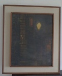 J. L. NOTARIANO, óleo sobre tela, representando paisagem noturna, apresenta perda na pintura medindo 39 x 49 cm.