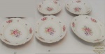 Jogo 5 Pratos Fundos Porcelana Kpm Polonesa Floral. Medida 24 cm de diametro
