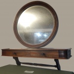 Conjunto de console (80 x22cm) com gavetinhas e espelho de parede  bisotado (diam 56 cm)