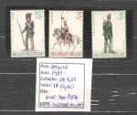 Bélgica 1983 selos "Uniformes Militares", série completa, mint com protetor. Bom valor de catálogo.