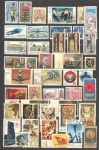 Alemanha DDR super lote de selos comemorativos carimbados, contendo 45 peças diferentes