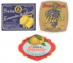 Coleção de Rótulos de Garrafa da Refrigerantes Soda Limonada e Uva, produzido por Ind. Bebidas Lageana e Leonindo Stringhini e Irmãos