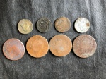 Lote com 08 moedas de cobre, conforme imagem