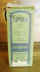 Vidro De Remédio Antigo de Epigol, do Laboratório Kraemer. O frasco está cheio, possuindo tampa, rotulagem e bula originais.