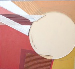 QUADRO - MOURA - "Abstrato com aplicações", sobre eucatex. Assinado. Med. 122x110 cm.