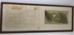 Isabel Oswald Monteiro. "Poema e Gravura", entitulado " A FOLHA'. P.A. 22 x 20 cm. Assinado. Isabel Oswald, filha do artista Carlos Oswald. Com deticatória a Rita. Envidraçado e emoldurado. Med. 22x64 cm.