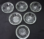 DEMI CRISTAL - Lote de 6 bowls par sobremesa em grosso vidro moldado. Med. 4,5x13 cm.