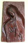Arte Sacra - Linda imagem de "Nossa Senhora" ricamente entalhado em madeira. Med. 77x42x5 cm. Com pequena falta no dedo.