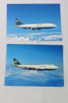 Lote com 02 Cartões Postais dos Aviões da VARIG Boeing 747-300 e Douglas DC 10-30. Medem 19 x 13,5 centímetros cada e estão em branco