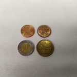 24. Numismática (4) moedas CANADA 1961, EUA 2010, URUGUAI 2011 e MEXICO 2015. 