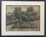 A. Torres, ` Paisagem com Casario`, Carvão sobre papel medindo 33 x 43 - A.C.I.D