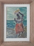 Alfredo Volpi, `Marinha com Figura` - óleo sobre Cartão medindo 22x14, a.c.i.d