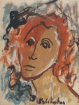 Maria Leontina, 'Figura' - Guache sobre papel medindo 22,5 x 17,5, a.c.i.d