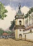 Joel Firmino do Amaral, 'Igreja Matriz de São Sebastião. SP. - Aquarela sobre papel medindo 32 x 23, a.c.i.d e verso
