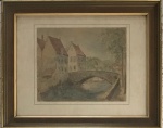 A. Turner, 'Point da Cheval Bruges' - Técnica mista sobre papel medindo 25 x 30, a.c.i.d