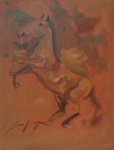 Artista Desconhecido, 'Cavalo' - Óleo sobre Tela medindo 69,5 x 54,5, a.c.i.e