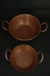 Dois antigos tachos de cobre nas medidas: 16 cm e 20 cm de diâmetro