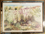 Fina gravura ´´ Vegetação de pantano`` com linda gravura espelhada. Adquiridas em Nova Iorque. Med.: 64 cm x 85 cm