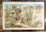Fina gravura ´´ Vegetação dunas de areia`` com linda gravura espelhada. Adquiridas em Nova Iorque. Med.: 64 cm x 85 cm