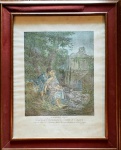Antiga gravura ´´ Cena Romantica`` medindo  62 cm x 47 cm; Moldura: 77 cm x 60 cm 