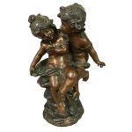 Emanuel Villanis (1858 - 1914 ).Atribuido. Escultura em bronze, representando crianças. Europa, Séc XIX. 51 cm.