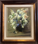 BERNARDII- ost, data 1975 e intitulado Flores Brancas, medindo  62 cm x 70cm e 38 x 46 cm.