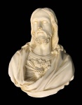 Escultura de parede representando Jesus Cristo em gesso, em alto relevo, medindo; 21 cm x 16 cm