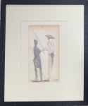CARYBÉ (1911-1997)(atribuído) - desenho tecnica mista s/ papel, medindo: 37 cm x 31 cm e 20 cm x 10 cm 