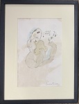 Cicero DIAS (1907-2003) - desenho aquarelado s/ papel, músico, medindo: 26 cm x 15 cm e 38 cm x 29 cm 