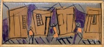 Claudio FACCIOLI (1955) - acrílico s/ cartão colado em madeira, "série reciclagem", medindo: 29 cm x 13 cm 