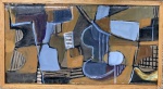 Claudio FACCIOLI (1955) - acrílico s/ cartão colado em madeira, "série reciclagem", medindo: 13 cm x 24 cm