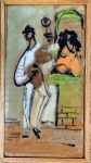 Claudio FACCIOLI (1955) - acrílico s/ cartão colado em madeira, "série reciclagem", medindo: 23 cm x 13 cm