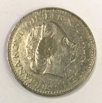 Coleção, moeda de prata 1G de 1969, NEDERLAND, peso: 6.1 gramas e 2,5 cm diâmetro.