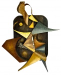 Alexander ARCHIPENKO (1887-1964) - Espetacular escultura de parede, assinado e datado PARIS 1914, tecnica mista, madeira e metal, medindo: 85 cm x 65 cm (atribuida)(Muita antiga, no estado)