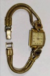 Antigo relógio Feminino  Suiço  LANCO - 17 Rubis - Banho de ouro com pedras vermelhas, numerado 6474   - Não testado