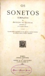 " OS SONETOS COMPLETOS DE ANTHERO DE QUENTAL" - J.P Oliveira Martine - 185 págs - No estado