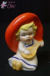 (PASSADO) Escultura De Menina Tocando Banjo Porcelana Dec 50.