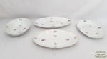 Jogo de 4 Travessas Ovais Porcelana Real Decorada com Flores.Medidas: travessa grande 36cm comprimento 26cm largura ,pequena 32cm comprimento 21cm largura, travessa funda 28cm comprimento 20cm largura e 5,5cm altura. Marcado na base : Real