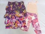 Lote 4 peças femininas short, bermuda ,camiseta ,blusa,.  Sendo calaç de poliamida, camiseta em malha . Tamanho P